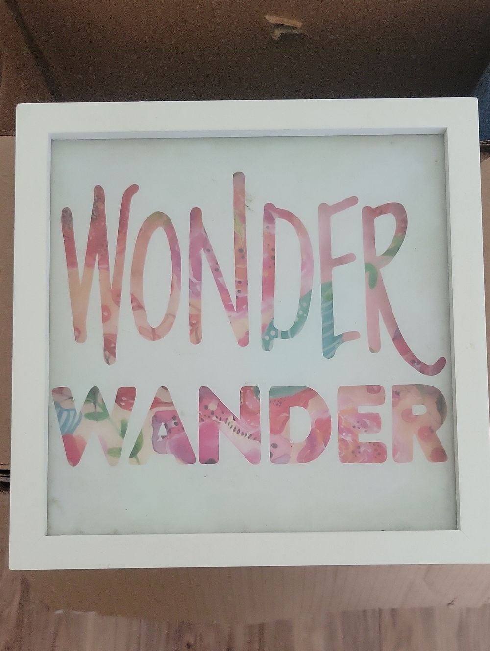 Wonder/Wander Floral Cutout Wall Art - White Frame